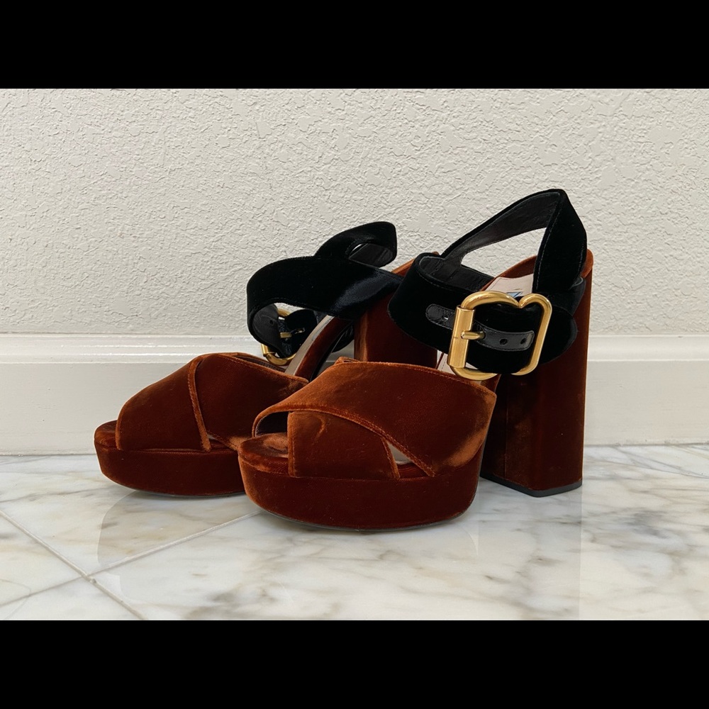 Prada Velvet platform sandals 38 8